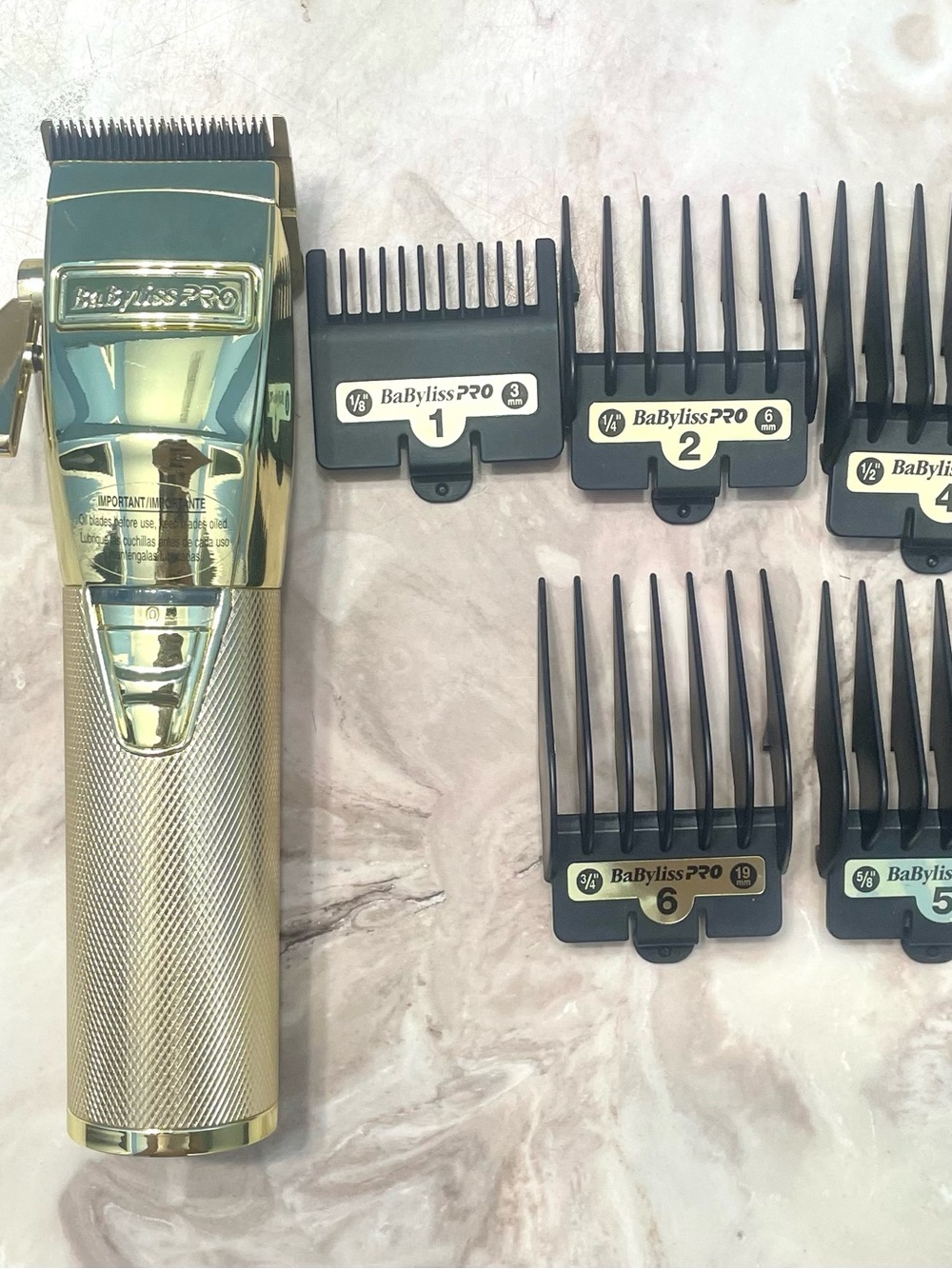 BaByliss Gold Cordless Trimmer with Black Guide Combs Set